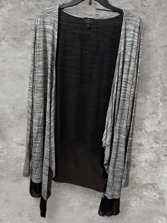 Worthington Sweaters - Worthington Black and Gray Open Drape Front Cardigan 4X